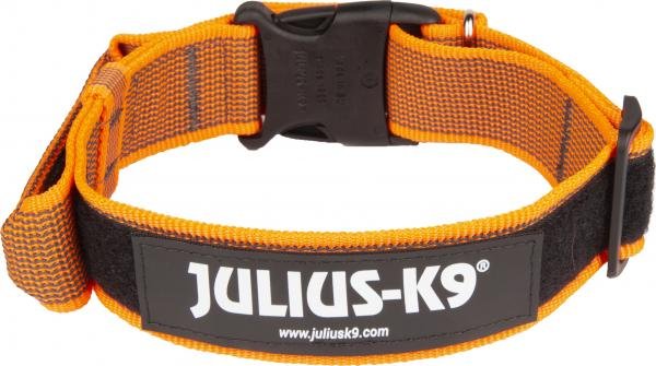Halsband met handvat en tekstlabel - Oranje - 40mm x 38-53cm 1 Halsband met handvat en tekstlabel - Oranje - 40mm x 38-53cm