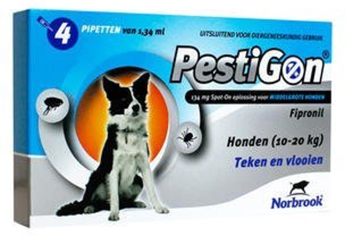 Pestigon Spot-On voor honden van 10 tot 20 kg 4 pipetten 1 Pestigon Spot-On voor honden van 10 tot 20 kg 4 pipetten
