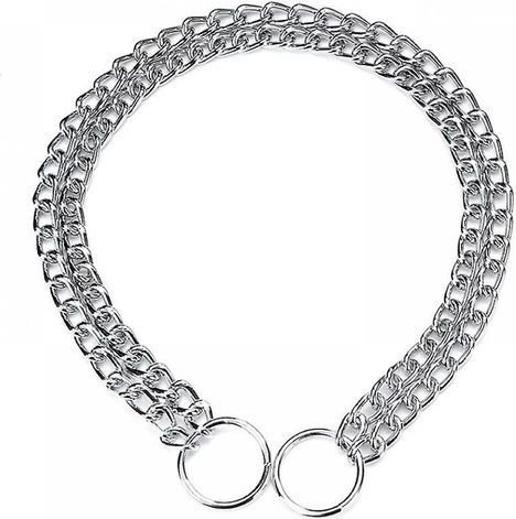 Dubbele slipketting kleine schakel - Verchroomd - 45cm x 2mm 1 Dubbele slipketting kleine schakel - Verchroomd - 45cm x 2mm