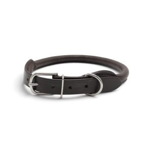 Dog's Companion® Leren hondenhalsband bruin rond