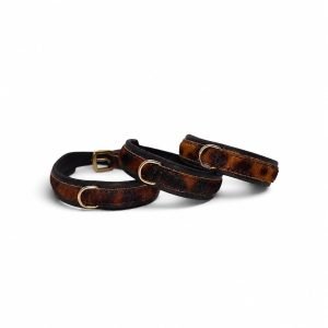 Leren halsband mini Afrika, luipaard/goud
